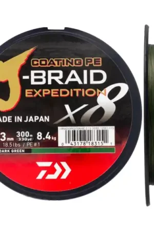 Daiwa J-Braid Expedition x8E 150m Dark Green - 0.32mm Retour Gratuit