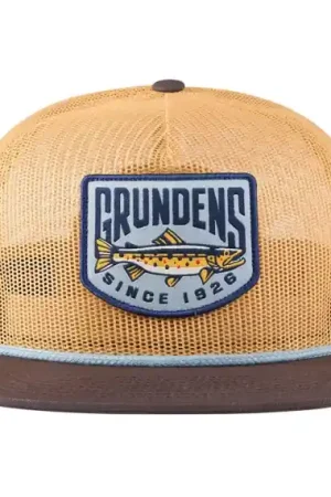 Commande En Gros Grundéns Trout Patch Mesh Trucker Whiskey/Dark Brown
