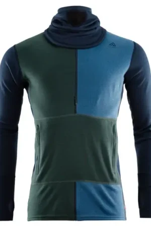 Retour Gratuit Aclima WarmWool Hoodsweater w/zip M's Navy Blazer/Green Gables/Coastal Fjord - L