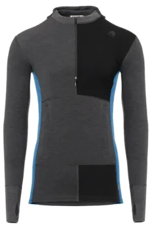 Acheter En Ligne Aclima WarmWool Hoodsweater w/zip M's Marengo/Jet Black/Corsair - M