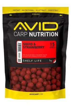 Avid Squid & Strawberry Boilies - 15mm 1kg Meilleur Choix