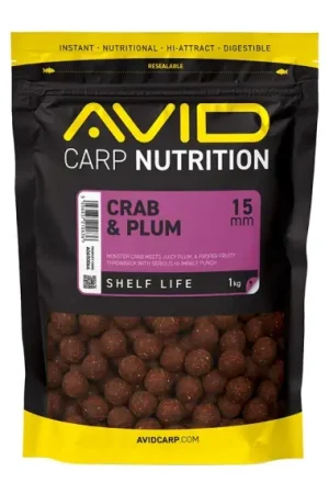 Promotion Saisonnière Avid Crab & Plum Boilies - 20mm 1kg