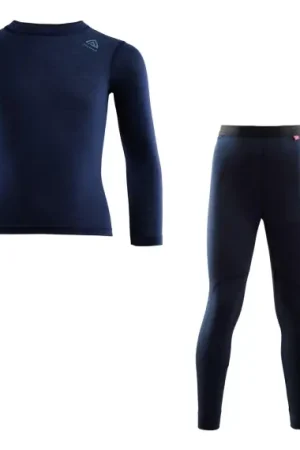 Aclima LightWool 140 Crewneck & Longs Kids Navy Blazer Meilleur Prix