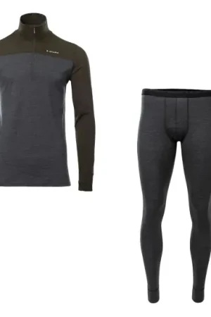 Paiement Sécurisé Aclima LightWool 180 Polo w/zip & Longs M's Tarmac/Marengo