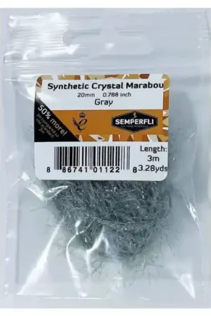 Semperfli Synthetic Crystal Marabou 20mm - Dark Gray Petit Prix