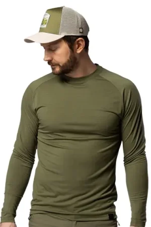 Petit Prix Beyond Nordic BN219 M's Light Merino LS Crew Moss Green - XS