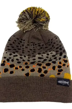 RepYourWater Knit Hat Merino Blend, Pom Pom Brown Trout Skin Commander Vite