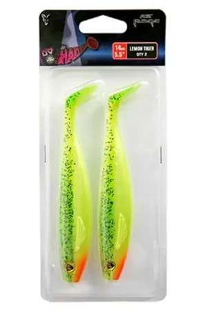 Fox Rage Pro Shad 14 cm / 5.5'' UV Lemontiger 2-pack Dernière Chance
