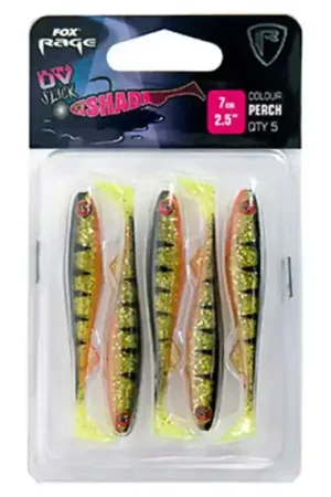 Fox Rage Slick Shad Ultra UV 7 cm / 2.75'' Lemontiger 5-pack Usine Directe