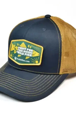 Frödin 'Free Rivers & Wild Fish' Trucker Hat – Navy/Caramel Nouveauté