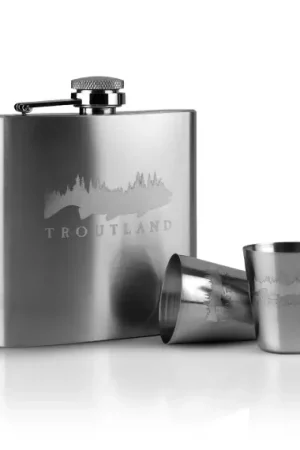 Troutland Flask 177ml w. 2pcs shot glasses Populaire