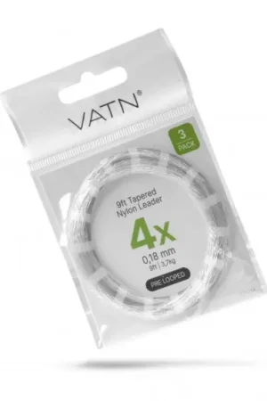 VATN Trout Pre-Looped Tapered Leader 9' (3pcs) - 4X 0,18mm Usine Directe