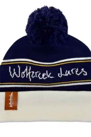 Marque Wolfcreek Classic Logo Pom Pom Beanie - Navy/ White