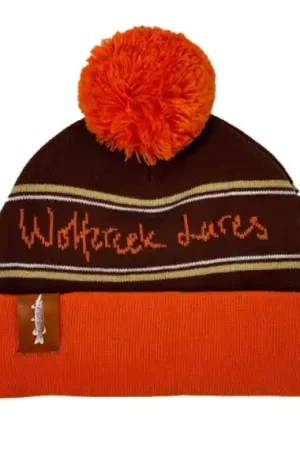 Wolfcreek Classic Logo Pom Pom Beanie - Orange/Brown Vente Flash