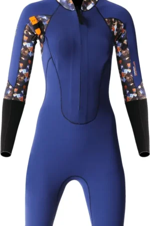 Shorty longe-côte manches longues 2/2 mm femme OPTIMIZER FFT navy/mineral orange OCEAN STEP Nouvel Arrivage