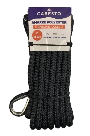 Remise AMARRAGE SOUPLE AVEC ÉPISSURE ET COSSE INOX RENFORCÉE NOIR - CABESTO