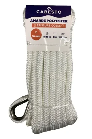 Solde AMARRAGE SOUPLE AVEC ÉPISSURE ET COSSE INOX RENFORCÉE BLANC - CABESTO
