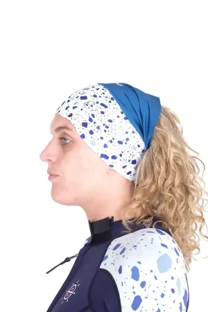 Bandeau / Cache cou déperlant et polaire bleu/blanc Mellow Sea ANFIBI Petit Prix