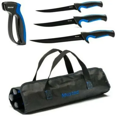 Mustad Blue 3 Knife Kit With Knife Sharpener - MT096 Nouvel Arrivage