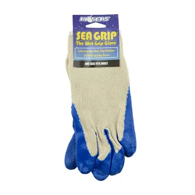 Offre Du Jour Hi Seas - Sea Grip Non-Slip Gloves, Dark Blue/White, Large, 1 pair