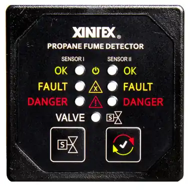 Xintex Propane Fume Detector & Alarm w/2 Plastic Sensors & Solenoid Valve - Square Black Bezel Display Prix Choc