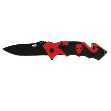 Retour Gratuit 7.75" Red Skull Open Assist Knife