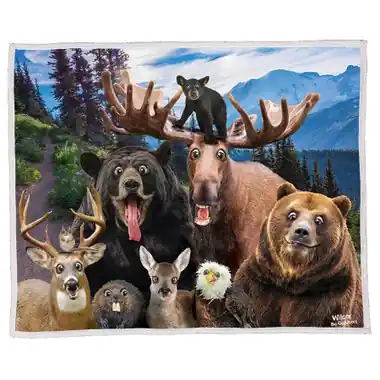 Achat Immédiat Wildlife Selfie Sherpa Blanket 50x60