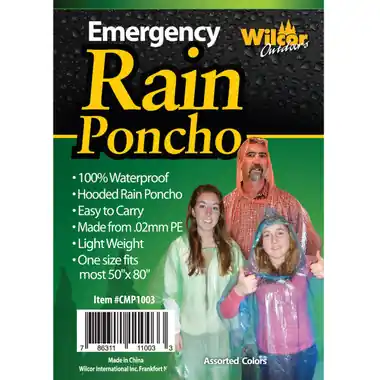 Prix Choc Emergency Rain Poncho Assorted