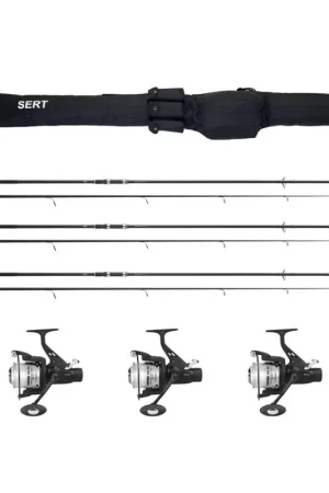Ensemble SRT 3 cannes carpes 12'- 3lbs + moulinets débraybles Prix Cassé