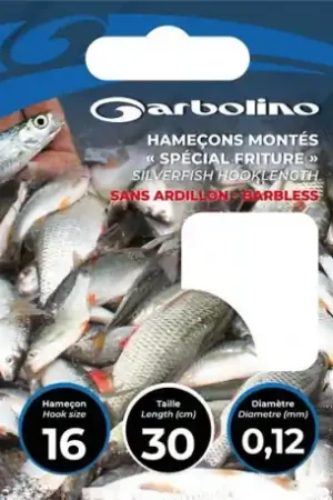 Bas de ligne GARBOLINO sans ardillons 0.10mm n°18- 30cm Retour Gratuit