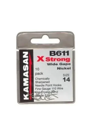 Commander Maintenant Hameçons KAMASAN B611 X-Strong Wide Gape Nickel - N°22