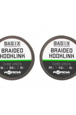 Vente Flash Tresse gainées KORDA Basix braided Hooklink - 18Lbs/8.2Kg - 10M