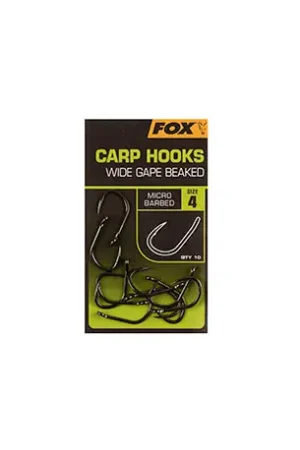Vente Directe Hameçon FOX Carp Hooks Wide Gape Beaked Micro Barbed Taille 4