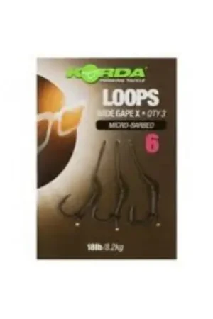 Promotion Bas de ligne KORDA Loops Wide Gape X - Micro barbed - N°6