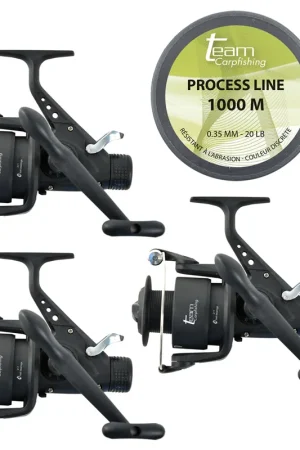 Expédition Rapide Pack 3 Moulinets Dark Water 6000 FS Debrayable + 1000m de 0.35mm