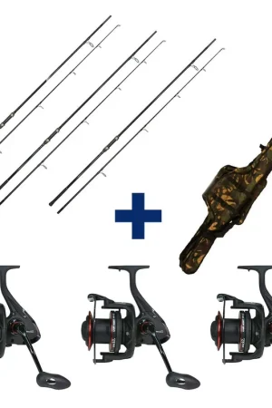 Pack 3 Cannes Carp Addict 10 ft 3.5 lbs + 3 Moulinets 8000 LC + Fourreau Nouvel Arrivage