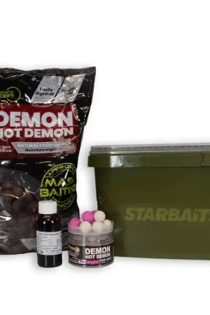 Promotion Pack Starbaits - 2kg Bouillettes Hot Demon + Pop up + Booster + Seau