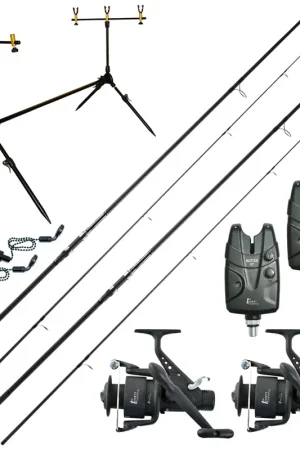 Usine Directe Pack 2 Cannes 12' 2.75lbs + 2 Moulinets 6000 fs + Rod Pod + Détections
