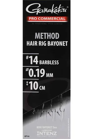 Bas de Ligne Gamakatsu Method Hair Rig Bayonnet 10 cm x8 Authentique