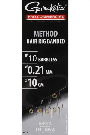 Promotion Saisonnière Bas de Ligne Gamakatsu Method Hair Rig Banded 10 cm x8
