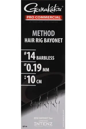 Bas de Ligne Gamakatsu XS Method Hair Rig Bayonnet 10 cm x8 Offre Limitée