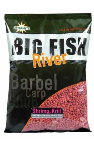 Satisfait Ou Remboursé Amorce Dynamite Baits Big Fish River Feed Pellets Arôme Shrimp / Krill 8mm, 1.8kg