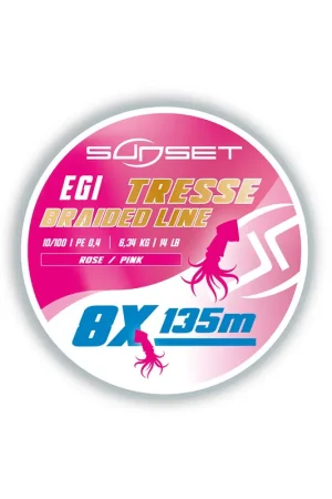 Tresse Sunset Eging Fluo Rose RS x8 150 m Promotion Saisonnière