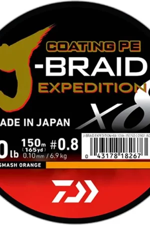 Tresse Daiwa J-Braid Exp X8 Smash Orange - 150m Soldes