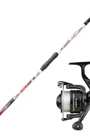 Ensemble Surfcasting Télescopique Sunset Freeport SW 3.90m (max 200g) + moulinet Sunhopper SWF 601Fd Promotion Saisonnière