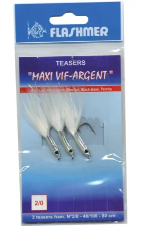 Bas de ligne flashmer vif argent 3 teasers 1/0 blanc Soldes