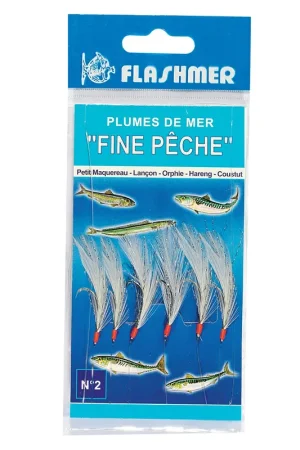 Paiement Sécurisé Plumes de Mer Fine Flashmer 6 Hameçons N°4 Blanc