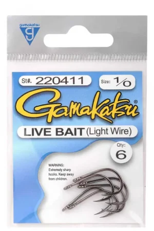 Gamakatsu Sw Live Bait Light Wire Hooks Black Nouvelle Collection