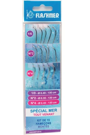 Authentique Kit 15 hamecons montés mer flashmer special mer gros poissons