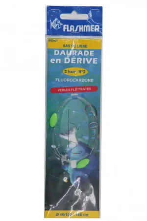 Bas de ligne flashmer daurade en dérive en fluorocarbon 2 hameçons Seulement Aujourd'hui